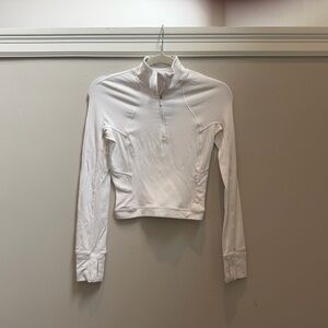 Lululemon It’s Rulu White Cropped Long-Sleeve Quarter Zip Top Size 2